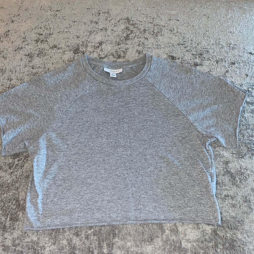 Topshop size 2 cropped short sleeve gray T-Shirt. {006}